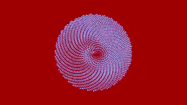 两个颜色和重叠的图形物体 在与中心相反的方向旋转 大小不同 背景具有催眠 迷幻和间歇式的效果 — 图库视频影像