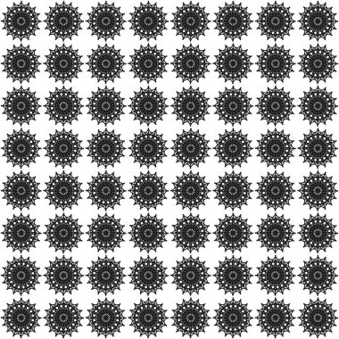 Arka planda tekrarlanan geometrik şekilli siyah-beyaz çizimler. Motifler, ağ, duvar kağıdı, dijital grafikler ve sanatsal dekorasyonlar için düzenlenebilir ve renklendirilebilir desen.