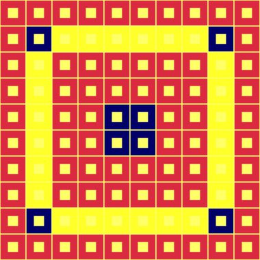 Arka planda yinelenen geometrik şekiller olan bir ilüzyon. Web şablonu, duvar kağıdı, dijital grafikler, hediyeler ve sanatsal dekorasyonlar olarak kullanılabilecek renkli desenli çizimler.