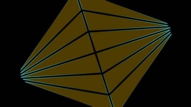 En az siyah arkaplan üzerinde renkli grafik nesne, tam ekrandan sıfıra boyutu küçülterek saat yönünde döndürür, sonra tam ekrana geri döner.