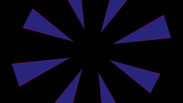 フルスクリーンからゼロまでのサイズを時計回りに回転させ フルスクリーンに戻る最小限の黒の背景にカラーグラフィックオブジェクト — ストック動画