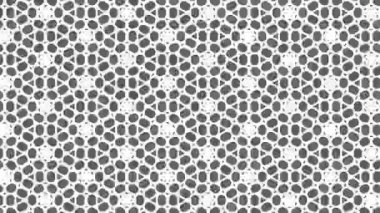 Siyah beyaz desenli, stroboskopik ve hipnotik etkiye sahip grafiksel desen, boyutu artarken ve sonra 16: 9 video biçiminde küçültürken,