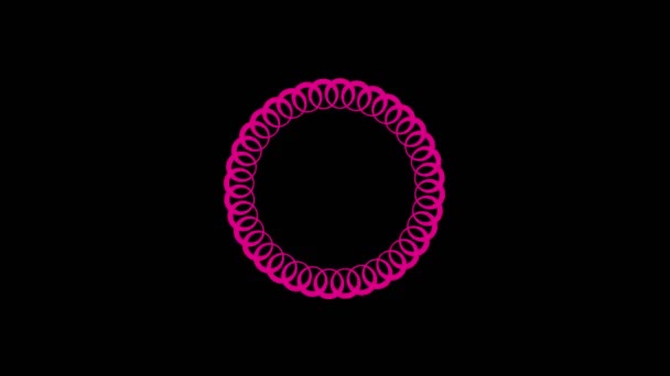 Colored Graphic Object Rotates Clockwise Center Varying Size Background Hypnotic — Stock Video