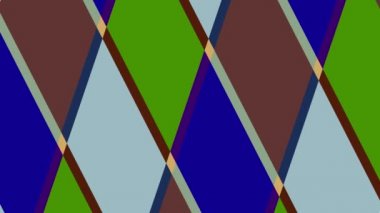 İki renk çubuğu kesişerek eşkenar bir eşkenar dörtgen arkaplan oluşturuyor. Hipnoz etkisi, merkezdeki dayanak noktası ve tüm arkaplanı kaplıyor. Farklı renk şeritlerinden oluşuyor..