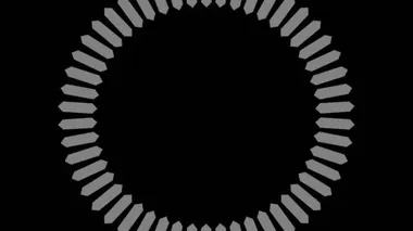 Saat yönünde dönerken ve boyutu 16: 9 video biçiminde artarken, stroboskopik ve hipnotik efektli siyah beyaz çizim