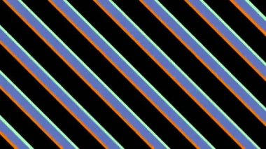 İki renk çubuğu karşı yönde, hipnotik bir etki ile çapraz hareket eder, merkezdeki dayanak noktası ve tüm arkaplanı kaplar, farklı renk şeritlerinden oluşur..