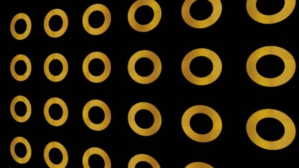 Gold Art Deco Pattern Minimal Black Background Tilted Horizontally Initially — Stock Video