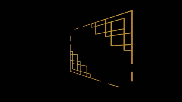 Goldfarbenes Art Deco Muster Auf Minimalem Schwarzem Hintergrund Zunächst Horizontal — Stockvideo