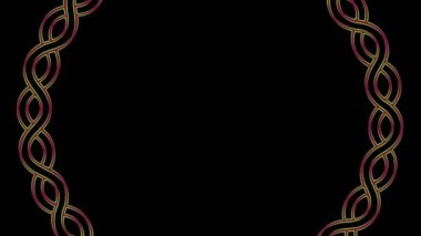 En az siyah arkaplan üzerinde renkli grafik nesne, tam ekrandan sıfıra boyutu küçülterek saat yönünde döndürür, sonra tam ekrana geri döner.