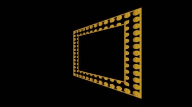Asgari siyah arkaplan üzerindeki altın Art Deco deseni, başlangıçta sola yatay olarak eğimli, sonra 4k 16: 9 video biçiminde renkli şekillerden oluşan sağa hareket eder.