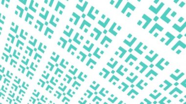 Geometrik şekilli küçük siyah arkaplan üzerinde renk deseni, yatay ve dikey eğimli, başlangıçta soldan sağa hareket ediyor, geometrik şekillerden oluşuyor..