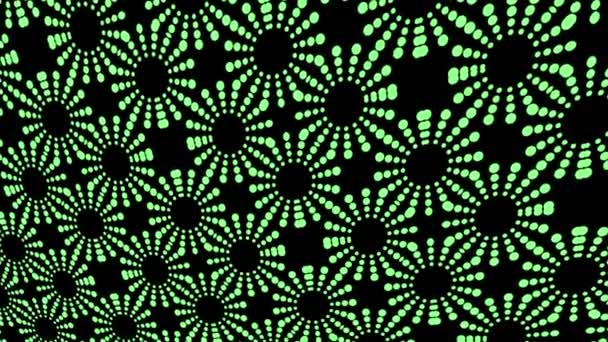 Modèle de couleur avec des formes géométriques sur un fond noir minimal, incliné horizontalement et verticalement, d'abord de gauche puis se déplaçant vers la droite, composé de formes géométriques.