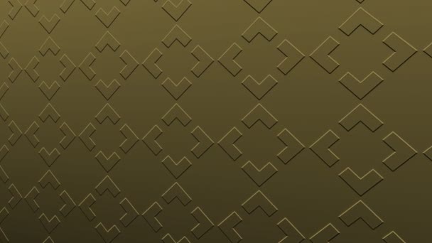 Gold Art Pattern Bas Relief Minimal Black Background Tilted Horizontally — Stock Video