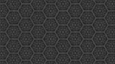 Siyah beyaz desenli, stroboskopik ve hipnotik etkiye sahip grafiksel desen, boyutu artarken ve sonra 16: 9 video biçiminde küçültürken,