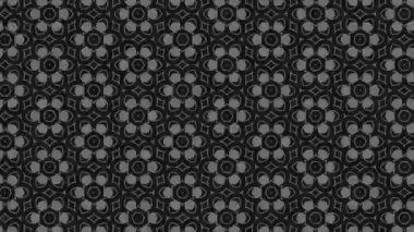 Siyah beyaz desenli, stroboskopik ve hipnotik etkiye sahip grafiksel desen, boyutu artarken ve sonra 16: 9 video biçiminde küçültürken,