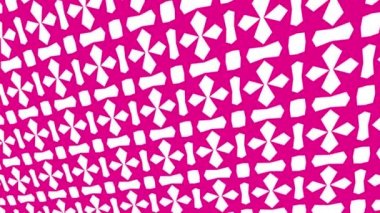 Geometrik şekilli küçük siyah arkaplan üzerinde renk deseni, yatay ve dikey eğimli, başlangıçta soldan sağa hareket ediyor, geometrik şekillerden oluşuyor..