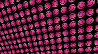 Geometrik şekilli küçük siyah arkaplan üzerinde renk deseni, yatay ve dikey eğimli, başlangıçta soldan sağa hareket ediyor, geometrik şekillerden oluşuyor..