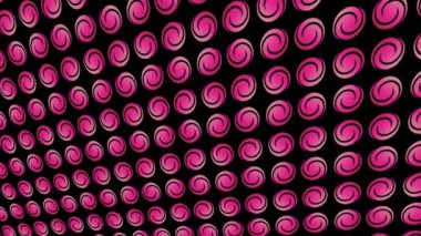 Geometrik şekilli küçük siyah arkaplan üzerinde renk deseni, yatay ve dikey eğimli, başlangıçta soldan sağa hareket ediyor, geometrik şekillerden oluşuyor..