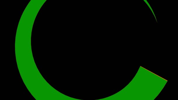 Objet graphique coloré sur un fond noir minimal, qui tourne dans le sens des aiguilles d'une montre en réduisant la taille du plein écran à zéro, puis revient au plein écran.