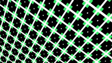Geometrik şekilli küçük siyah arkaplan üzerinde renk deseni, yatay ve dikey eğimli, başlangıçta soldan sağa hareket ediyor, geometrik şekillerden oluşuyor..