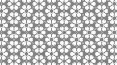 Siyah beyaz desenli, stroboskopik ve hipnotik etkiye sahip grafiksel desen, boyutu artarken ve sonra 16: 9 video biçiminde küçültürken,