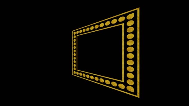 Goldfarbenes Art Deco Muster Auf Minimalem Schwarzem Hintergrund Zunächst Horizontal — Stockvideo