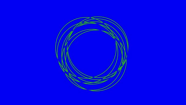Two Colored Overlapping Graphic Objects Which Rotate Two Directions Center — Stock Video