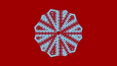 İki renkli ve üst üste binen grafik nesne, merkeze doğru iki zıt yönde dönerler, boyutları değişkendir, hipnotik, psikedelik ve stroboskopik bir etkisi vardır..