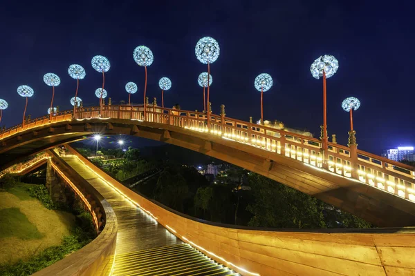 Koi bridge in Halong park in night, Quang Ninh province, Vietnam — 스톡 사진