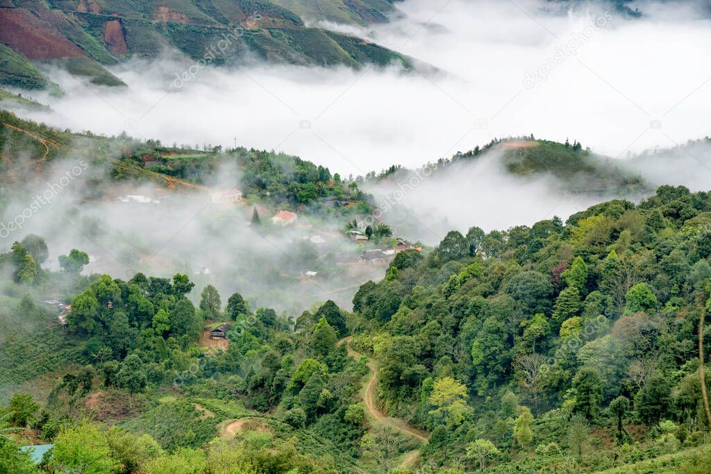 Ta Xua is a famous mountain range in northern Vietnam. All year round, the mountain rises above the clouds creating cloud inversions.