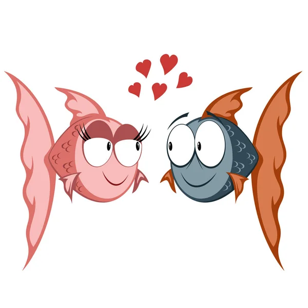 Peixe engraçado - casal apaixonado — Vetor de Stock