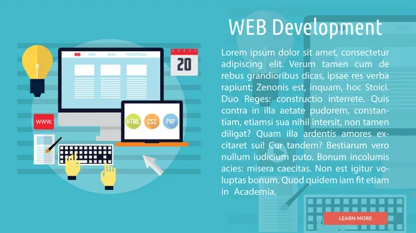 Desarrollo Web Banner Conceptual — Vector de stock