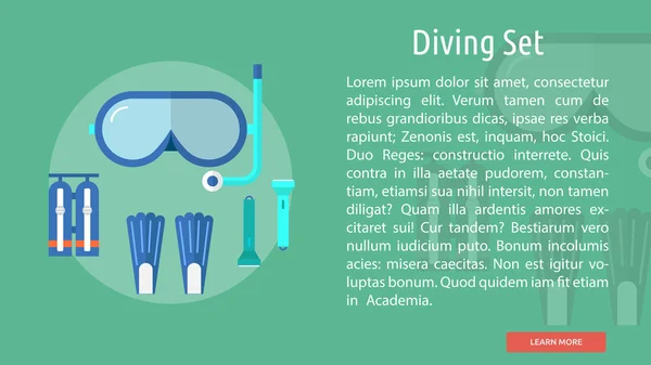 Diving Set Conceptual Banner — Stock Vector