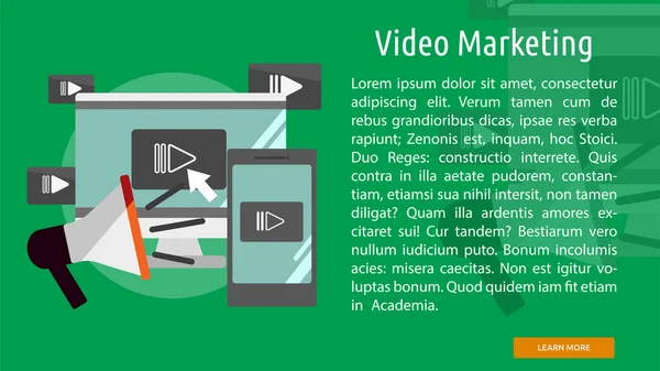 Banner conceitual de marketing de vídeo — Vetor de Stock