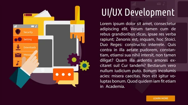 UI Ux ontwikkeling conceptueel Banner — Stockvector