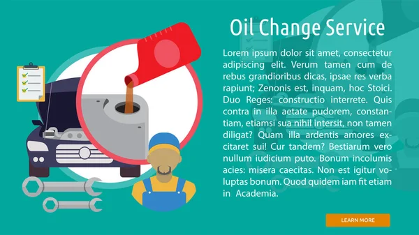 Bannière conceptuelle de service de changement d'huile — Image vectorielle