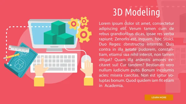 3D μοντελοποίηση εννοιολογική Banner — Διανυσματικό Αρχείο