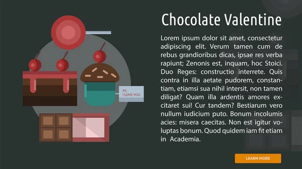 Banner conceitual de chocolate Valentine — Vetor de Stock