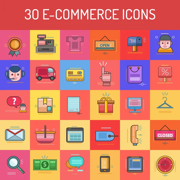 ICON SET DA E-COMÉRCIO — Vetor de Stock