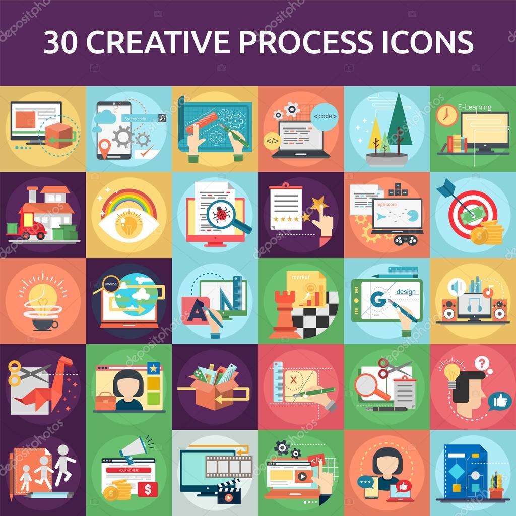 Set of great flat icons with style flat design and use for Business, Creative Idea, Concept, Marketing and much more