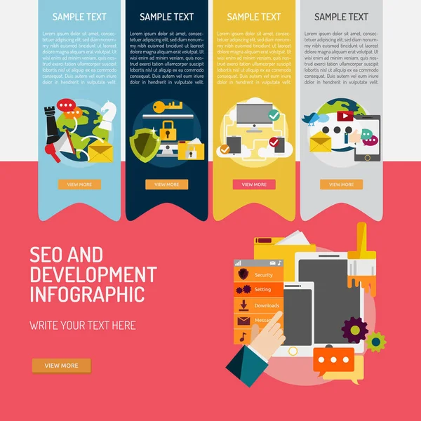 SEO και ανάπτυξης Infographic — Διανυσματικό Αρχείο