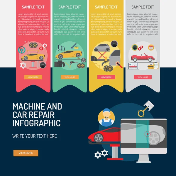 Infografika mechanik i naprawy samochodów — Wektor stockowy