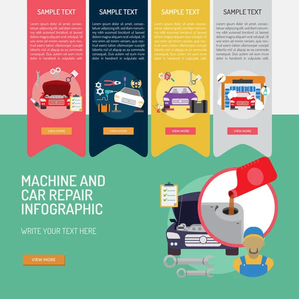 Infografika mechanik i naprawy samochodów — Wektor stockowy
