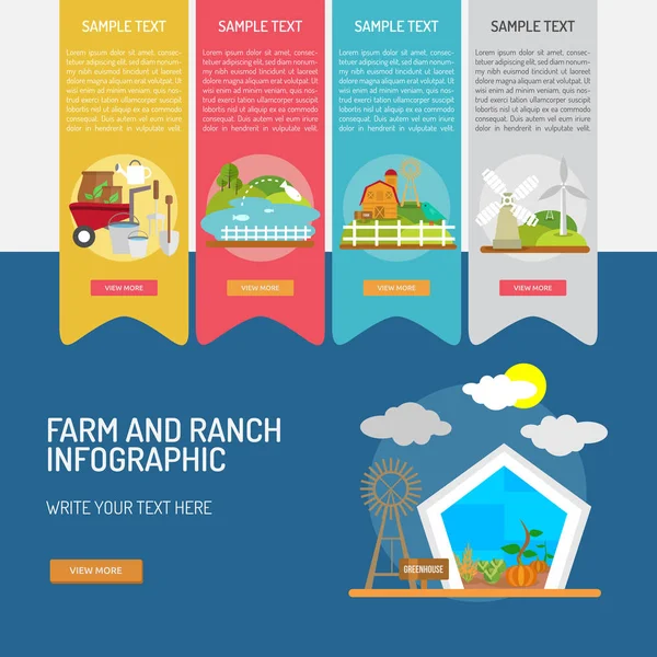 Granja y rancho infográfico — Archivo Imágenes Vectoriales