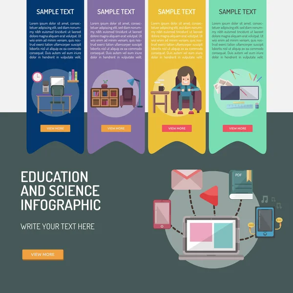Educación y Ciencia en Infografía — Vector de stock
