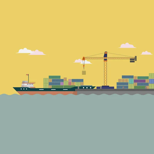 Hafenschiffhintergrund — Stockvektor