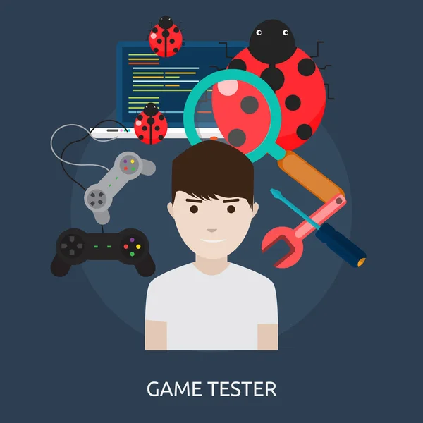 Game Tester conceptontwerp — Stockvector