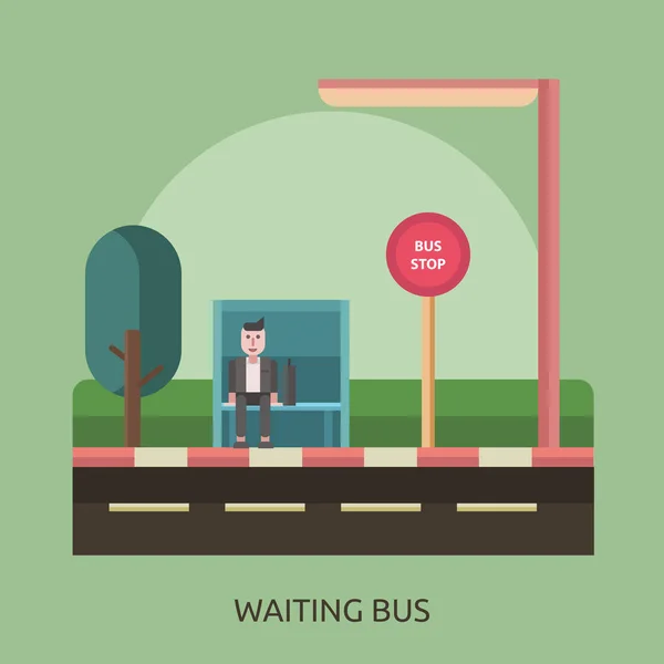 Conception conceptuelle de l'autobus en attente — Image vectorielle