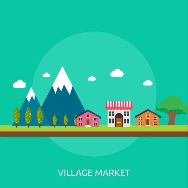 Köy pazarı kavramsal tasarım — Stok Vektör