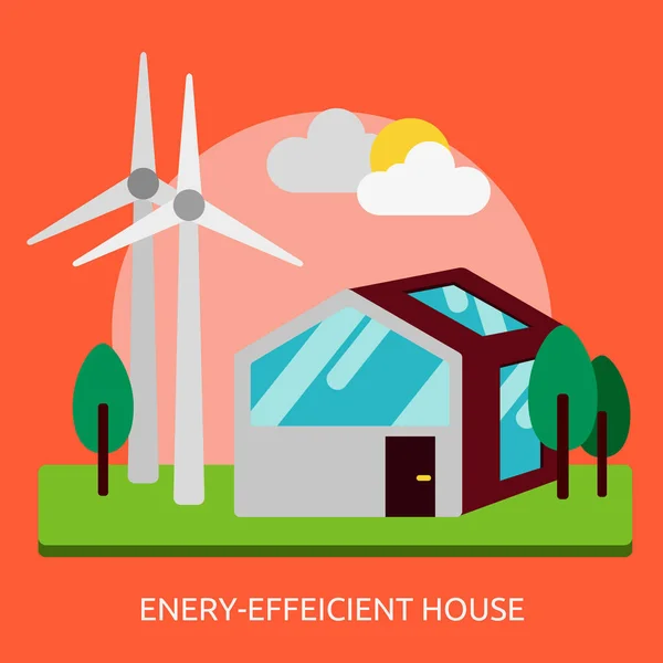 Diseño conceptual de la casa energéticamente eficiente — Archivo Imágenes Vectoriales